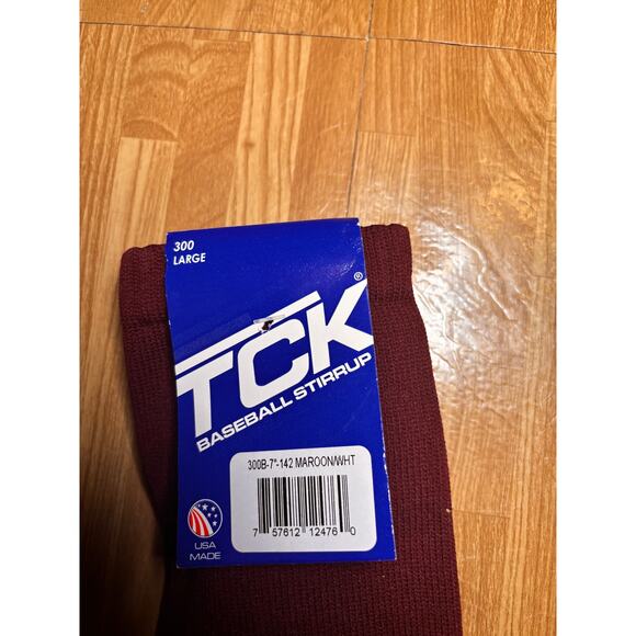 NWT TCK Baseball Softball Stirrup Cardinal & White Stripe Large 300 7" - Picture 3 of 3